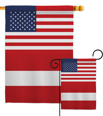 Austria US Friendship - Nationality Flags of the World Vertical Impressions Decorative Flags HG140286 Made In USA