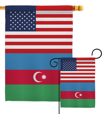 Azerbaijan US Friendship - Nationality Flags of the World Vertical Impressions Decorative Flags HG140287 Made In USA