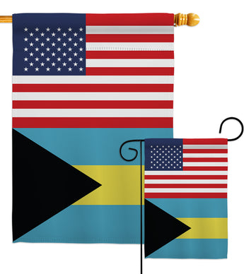 Bahamas US Friendship - Nationality Flags of the World Vertical Impressions Decorative Flags HG140289 Made In USA