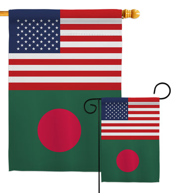 Bangladesh US Friendship - Nationality Flags of the World Vertical Impressions Decorative Flags HG140291 Made In USA