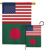 Bangladesh US Friendship - Nationality Flags of the World Vertical Impressions Decorative Flags HG140291 Made In USA