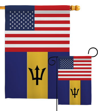 Barbados US Friendship - Nationality Flags of the World Vertical Impressions Decorative Flags HG140292 Made In USA