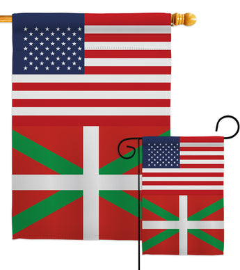 Basque Lands US Friendship - Nationality Flags of the World Vertical Impressions Decorative Flags HG140293 Made In USA