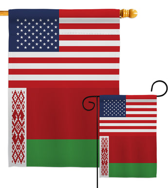 Belarus US Friendship - Nationality Flags of the World Vertical Impressions Decorative Flags HG140295 Made In USA