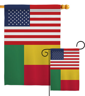 Benin US Friendship - Nationality Flags of the World Vertical Impressions Decorative Flags HG140298 Made In USA