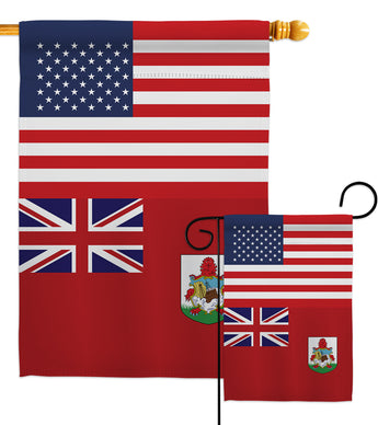 Bermuda US Friendship - Nationality Flags of the World Vertical Impressions Decorative Flags HG140299 Made In USA