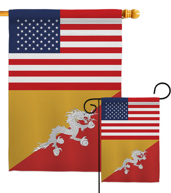 Bhutan US Friendship - Nationality Flags of the World Vertical Impressions Decorative Flags HG140300 Made In USA