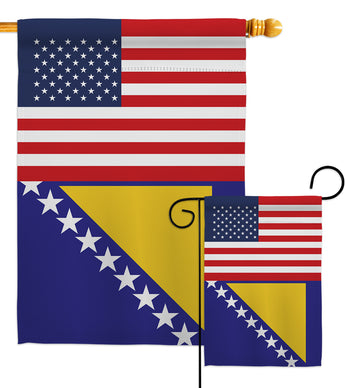 Bosnia-Herzegovina US Friendship - Nationality Flags of the World Vertical Impressions Decorative Flags HG140310 Made In USA