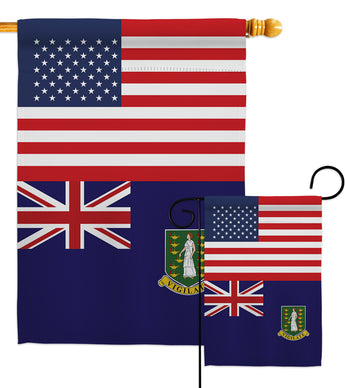 British Virgin Islands US Friendship - Nationality Flags of the World Vertical Impressions Decorative Flags HG140318 Made In USA