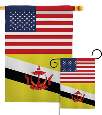 Brunei US Friendship - Nationality Flags of the World Vertical Impressions Decorative Flags HG140322 Made In USA