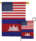 Cambodia US Friendship - Nationality Flags of the World Vertical Impressions Decorative Flags HG140327 Made In USA