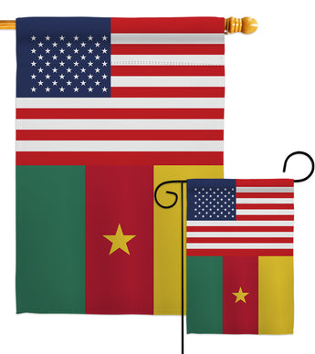 Cameroon US Friendship - Nationality Flags of the World Vertical Impressions Decorative Flags HG140328 Made In USA