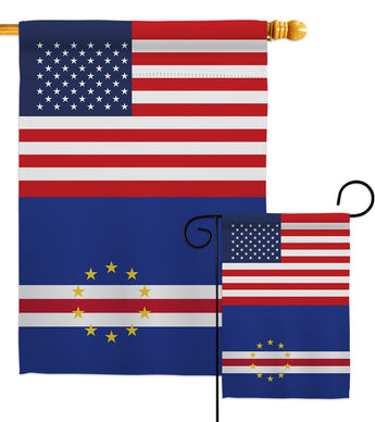 Cape Verde US Friendship - Nationality Flags of the World Vertical Impressions Decorative Flags HG140330 Made In USA