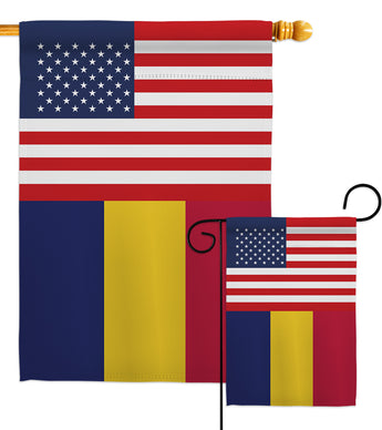 Chad US Friendship - Nationality Flags of the World Vertical Impressions Decorative Flags HG140334 Made In USA