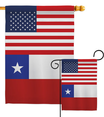 Chile US Friendship - Nationality Flags of the World Vertical Impressions Decorative Flags HG140335 Made In USA