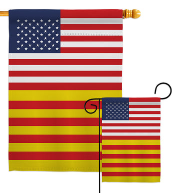 Catalonia US Friendship - Nationality Flags of the World Vertical Impressions Decorative Flags HG140337 Made In USA