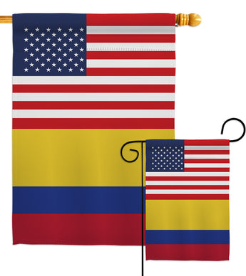 Colombia US Friendship - Nationality Flags of the World Vertical Impressions Decorative Flags HG140339 Made In USA