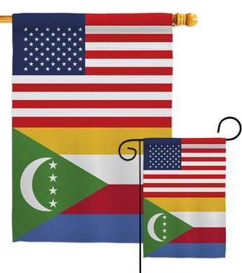 Comoros US Friendship - Nationality Flags of the World Vertical Impressions Decorative Flags HG140340 Made In USA