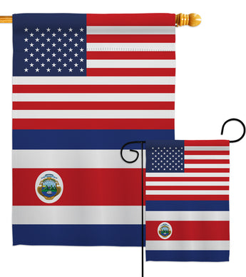 Costa Rica US Friendship - Nationality Flags of the World Vertical Impressions Decorative Flags HG140348 Made In USA