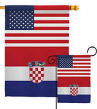 Croatia US Friendship - Nationality Flags of the World Vertical Impressions Decorative Flags HG140349 Made In USA