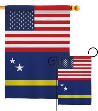 Curacao US Friendship - Nationality Flags of the World Vertical Impressions Decorative Flags HG140351 Made In USA