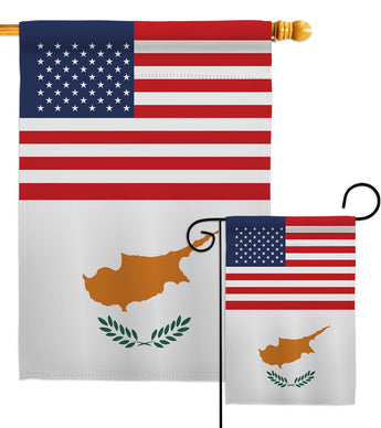Cyprus US Friendship - Nationality Flags of the World Vertical Impressions Decorative Flags HG140352 Made In USA