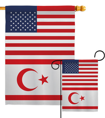 Cyprus Northern US Friendship - Nationality Flags of the World Vertical Impressions Decorative Flags HG140356 Made In USA