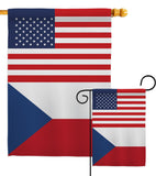 Czech Republic US Friendship - Nationality Flags of the World Vertical Impressions Decorative Flags HG140357 Made In USA