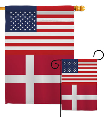 Denmark US Friendship - Nationality Flags of the World Vertical Impressions Decorative Flags HG140358 Made In USA