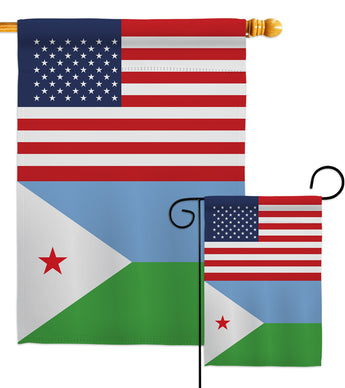 Djibouti US Friendship - Nationality Flags of the World Vertical Impressions Decorative Flags HG140359 Made In USA