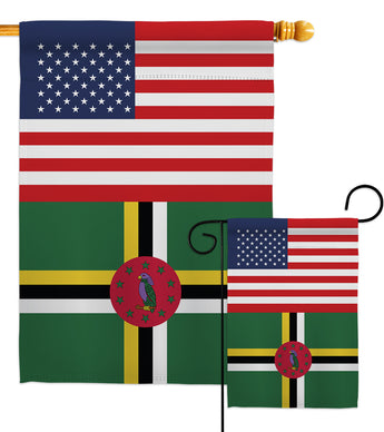 Dominica US Friendship - Nationality Flags of the World Vertical Impressions Decorative Flags HG140360 Made In USA