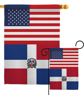 Dominican Republic US Friendship - Nationality Flags of the World Vertical Impressions Decorative Flags HG140361 Made In USA