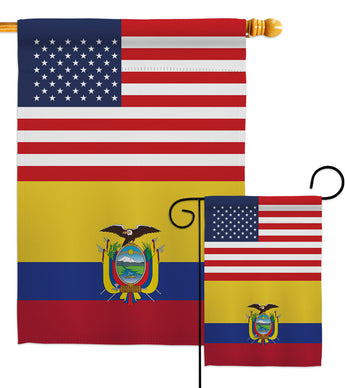 Ecuador US Friendship - Nationality Flags of the World Vertical Impressions Decorative Flags HG140365 Made In USA