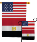 Egypt US Friendship - Nationality Flags of the World Vertical Impressions Decorative Flags HG140366 Made In USA