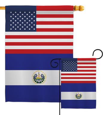 El Salvador US Friendship - Nationality Flags of the World Vertical Impressions Decorative Flags HG140367 Made In USA