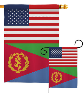 Eritrea US Friendship - Nationality Flags of the World Vertical Impressions Decorative Flags HG140370 Made In USA