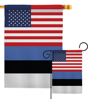 Estonia US Friendship - Nationality Flags of the World Vertical Impressions Decorative Flags HG140371 Made In USA