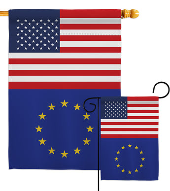 European US Friendship - Nationality Flags of the World Vertical Impressions Decorative Flags HG140373 Made In USA