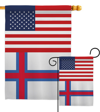 Faroe Islands US Friendship - Nationality Flags of the World Vertical Impressions Decorative Flags HG140376 Made In USA