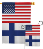 Finland US Friendship - Nationality Flags of the World Vertical Impressions Decorative Flags HG140378 Made In USA