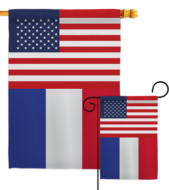 France US Friendship - Nationality Flags of the World Vertical Impressions Decorative Flags HG140379 Made In USA