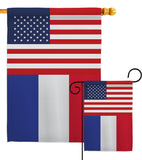 France US Friendship - Nationality Flags of the World Vertical Impressions Decorative Flags HG140379 Made In USA