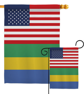 Gabon US Friendship - Nationality Flags of the World Vertical Impressions Decorative Flags HG140380 Made In USA