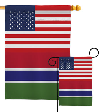 Gambia US Friendship - Nationality Flags of the World Vertical Impressions Decorative Flags HG140381 Made In USA