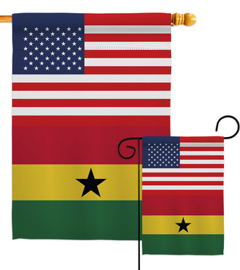 Ghana US Friendship - Nationality Flags of the World Vertical Impressions Decorative Flags HG140385 Made In USA