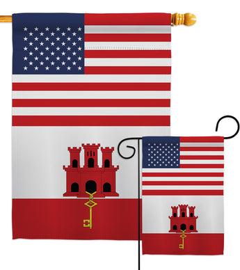 Gibraltar US Friendship - Nationality Flags of the World Vertical Impressions Decorative Flags HG140386 Made In USA