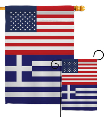 Greece US Friendship - Nationality Flags of the World Vertical Impressions Decorative Flags HG140387 Made In USA