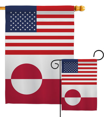 Greenland US Friendship - Nationality Flags of the World Vertical Impressions Decorative Flags HG140388 Made In USA