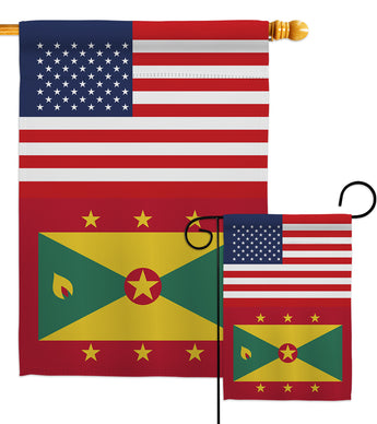 Grenada US Friendship - Nationality Flags of the World Vertical Impressions Decorative Flags HG140389 Made In USA