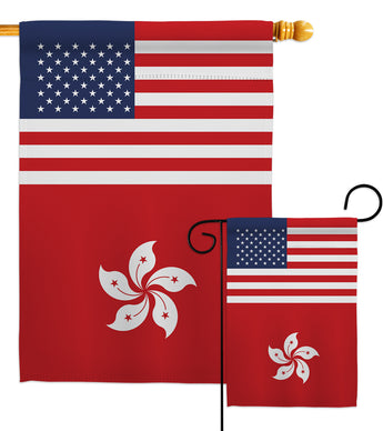 Hong Kong US Friendship - Nationality Flags of the World Vertical Impressions Decorative Flags HG140398 Made In USA